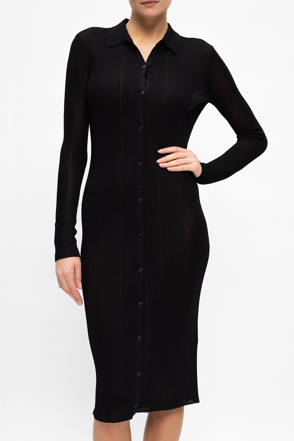 Solace London belted draped-shoulder mini dress  Long-sleeved dress